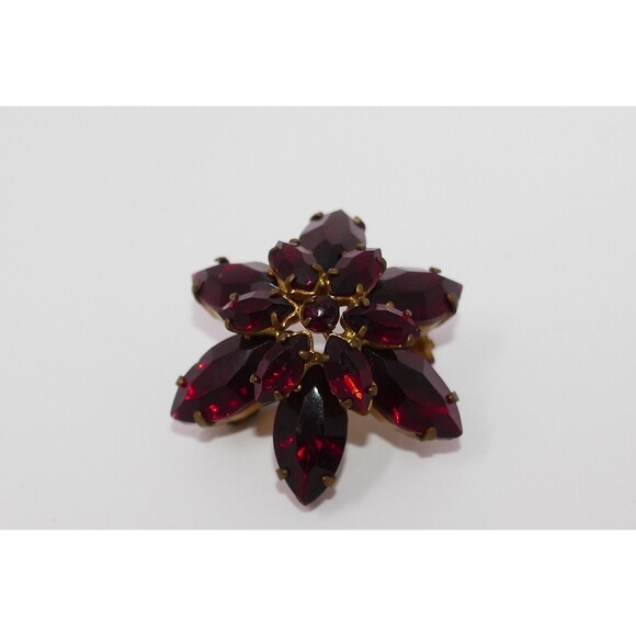 Sunburst Brooch - Etsy Sunburst Red Garnet Rhinestone Flower Gold Tone Pin Brooch ~ Made in Germany